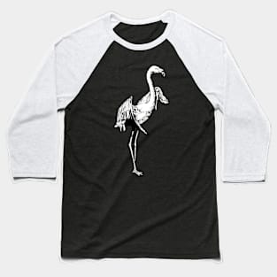 Black and white drawing - Flamingo Baseball T-Shirt